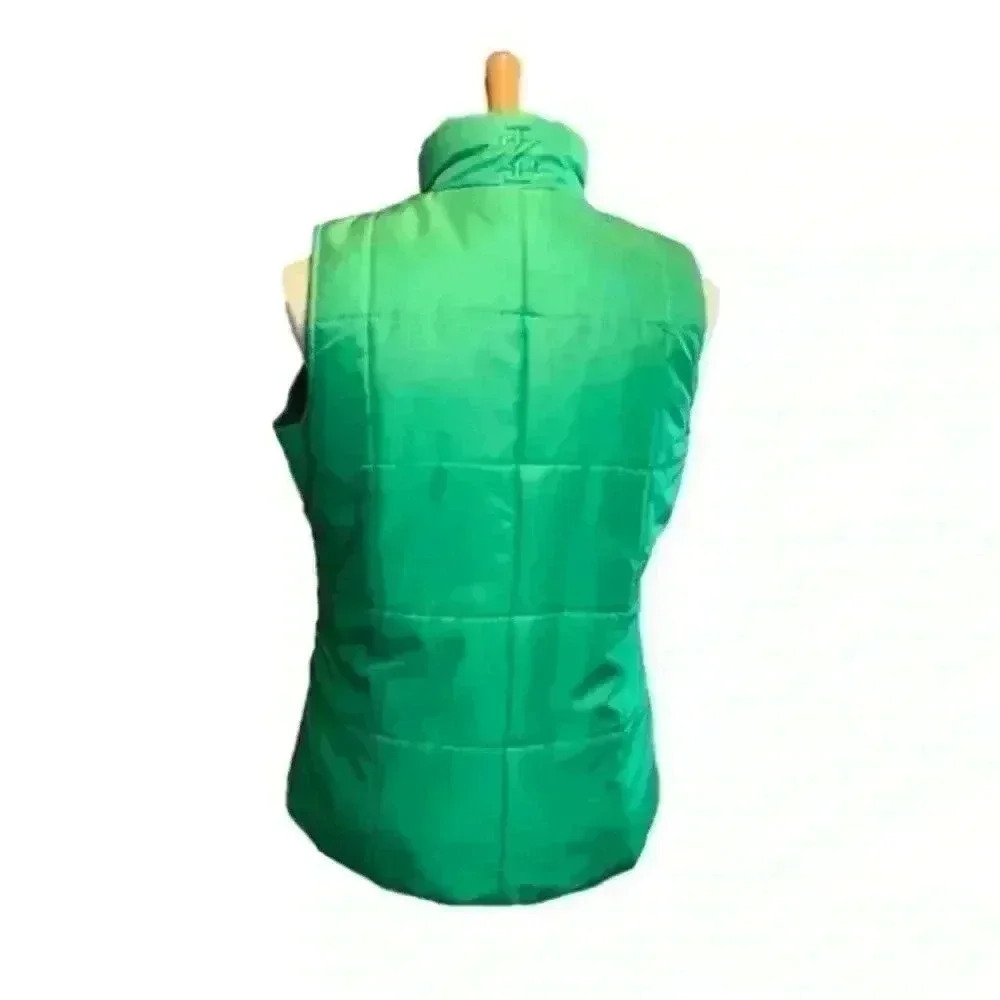 Green IZOD Casual Puffer Snap button closure Vest Size Small two side pockets - Picture 3 of 12